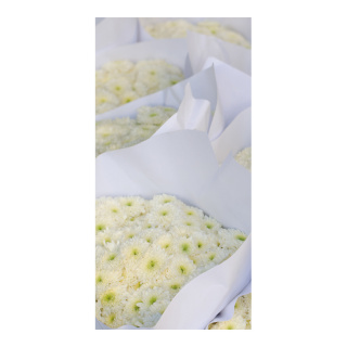 Banner "white flowers" paper - Material:  - Color: white - Size: 180x90cm