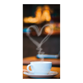 Banner "Coffee with heart" fabric - Material:  - Color: multicoloured - Size: 180x90cm