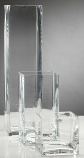 Vase Square, Glas klar, H 28cm, Ø 14x14cm (leicht geschädigt am oberen Rand)