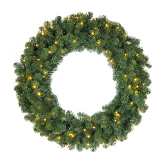 Noble fir wreath 320 tips 120 LEDs - Material: out of plastic - Color: green/warm white - Size: Ø 90cm