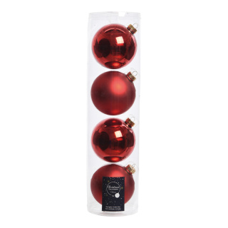 Set of 4 Christmas balls 2x shiny & 2x matt - Material:  - Color: red - Size: Ø 10cm