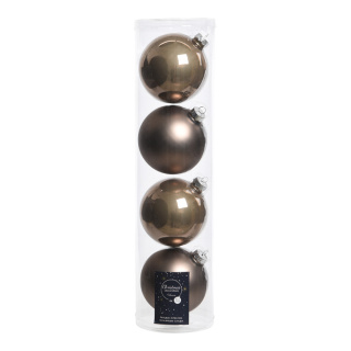 Set of 4 Christmas balls 2x shiny & 2x matt - Material:  - Color: brown - Size: Ø 10cm