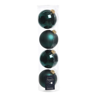 Set of 4 Christmas balls 2x shiny & 2x matt - Material:  - Color: dark green - Size: Ø 10cm