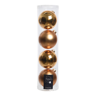Set of 4 Christmas balls 2x shiny & 2x matt - Material:  - Color: antique gold - Size: Ø 10cm