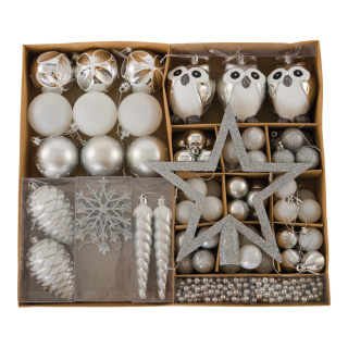 Tree decoration 90-fold - Material: out of plastic - Color: silver/white - Size: