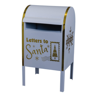 Briefkasten aus Metall, »Letters to Santa«     Groesse:52cm    Farbe:weiß/gold