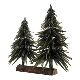 Noble fir 2 pcs. - Material: out of plastic/wooden - Color: grün/braun - Size: avec pied en bois légèrement enneig X 40cm