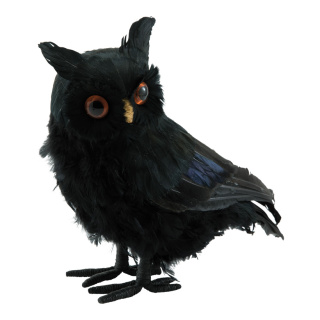 Owl  - Material: out of styrofoam/feathers - Color: black - Size: 23x14x26cm