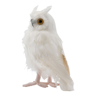 Owl  - Material: out of styrofoam/feathers - Color: white - Size: 17x11x22cm