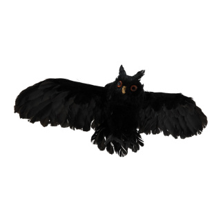 Hibou  en polystyrène/plumes Color: noir Size: 16x52x18cm