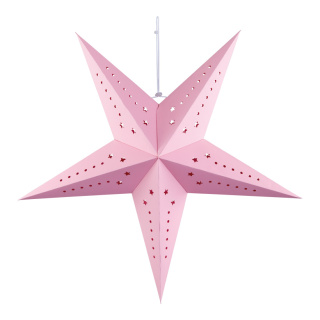 Faltstern 5-zackig, aus Pappe, mit Lochmuster, Hänger     Groesse:Ø 60cm    Farbe:pink