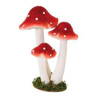 Group of fly agaric 3-fold - Material: out of styrofoam - Color: red/white - Size: 18x12x25cm
