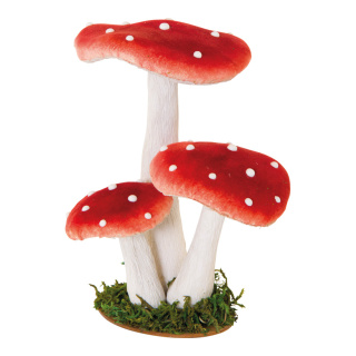 Group of fly agaric 3-fold - Material: out of styrofoam - Color: red/white - Size: 17x14x20cm