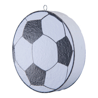 Hanger football out of styrofoam, double-sided, with suspension eye     Size: Ø 15cm    Color: white/black