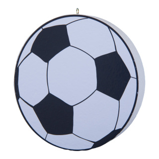 Hanger football out of styrofoam, double-sided, with suspension eye     Size: Ø 20cm    Color: white/black