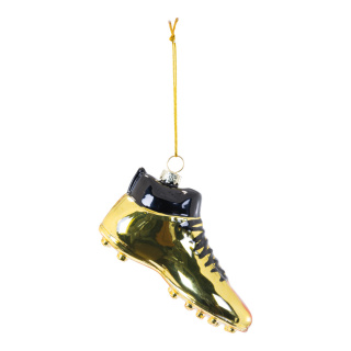 Soccer shoe-ornament  - Material: out of glass - Color: gold/black - Size: 10x5cm