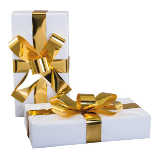 Geschenkpäckchen aus Styropor, mit Folienschleife     Groesse:40x20x8cm    Farbe:weiß/gold