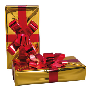 Geschenkpäckchen aus Styropor, mit Folienschleife     Groesse:40x20x8cm    Farbe:gold/rot