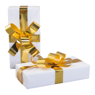 Paquet cadeau  en polystyrène Color: blanc/or Size: 25x12x5cm