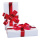 Geschenkpäckchen aus Styropor, mit Folienschleife     Groesse:25x12x5cm    Farbe:weiß/rot