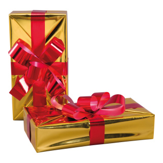 Geschenkpäckchen aus Styropor, mit Folienschleife     Groesse:25x12x5cm    Farbe:gold/rot