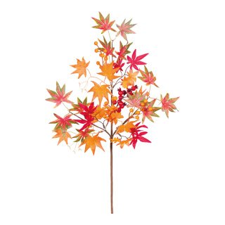 Herbstzweig aus Kunststoff/Kunstseide, mit Beeren, Kürbissen und Tannenzapfen     Groesse:60x28cm, Stiel: 29cm    Farbe:orange/gelb