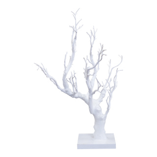 Korallenbaum aus Holz/Kunststoff     Groesse:45cm, Holzfuß: 12x12x1,5cm    Farbe:weiß