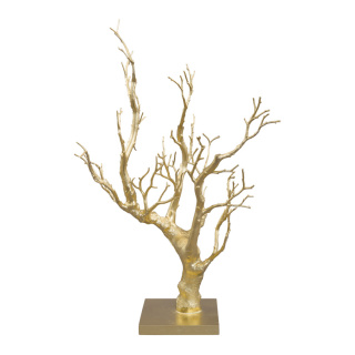 Korallenbaum aus Holz/Kunststoff     Groesse:45cm, Holzfuß: 12x12x1,5cm    Farbe:gold