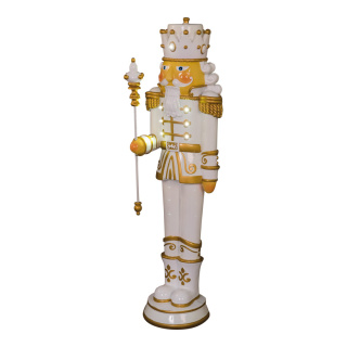 Nutcracker with stick  - Material: out of poylresin - Color: white/gold - Size: 675cm
