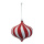 Ornament aus Kunststoff, zwiebelförmig, beglittert, mit Hänger     Groesse:Ø 10cm    Farbe:rot/weiß