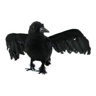 Rabe aus Styropor/Federn, mit gespreizten Flügeln     Groesse: 22x38x20cm    Farbe: schwarz