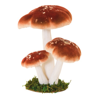 Groupe de champignons des bois 3-fois en polystyrène Color: brun/blanc Size: 17x15x21cm