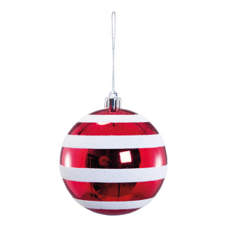 Boule de Noël  en plastique Color: rouge/blanc Size: Ø 10cm