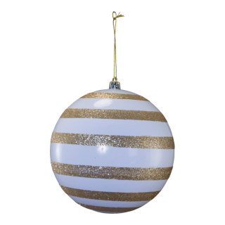 Boule de Noël  en plastique Color: blanc/or Size: Ø 14cm