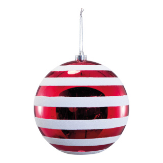 Weihnachtskugel aus Kunststoff, glänzend, mit Hänger     Groesse:Ø 20cm    Farbe:rot/weiß