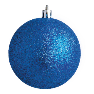 Christmas ball blue glittered  - Material:  - Color:  - Size: Ø 10cm