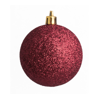 Weihnachtskugel, rot beglittert, 12 St./Karton, Größe: Ø 6cm Farbe: