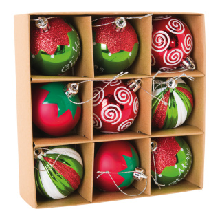 Boules de Noël 9 pcs en plastique Color: coloré Size: Ø 6cm