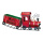 Train avec 1 wagon sur rail en métal Color: rouge/coloré Size: 77x18x35cm