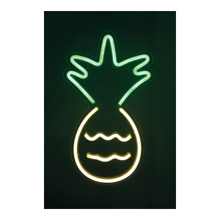 Motif LED "Ananas" avec oeillets pour montage mural pour usage intérieur alimentation 2m Color: jaune/vert Size: 44x26cm