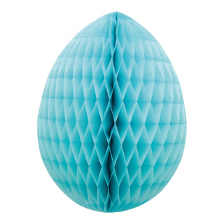 Honeycomb egg out of paper, with hanger, foldable, self-adhesive     Size: Ø 30cm    Color: turquoise
