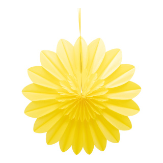 Blumenrosette aus Papier, mit Hänger, faltbar, selbstklebend     Groesse: 70cm    Farbe: gelb