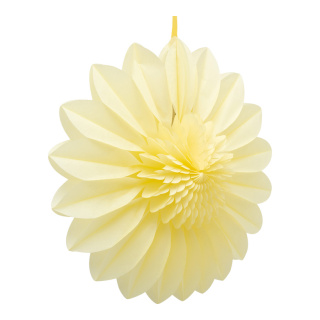 Flower rosette out of paper, with hanger, foldable, self-adhesive     Size: 50cm    Color: light yellow