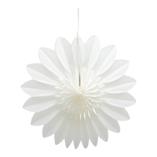 Flower rosette out of paper, with hanger, foldable, self-adhesive     Size: 30cm    Color: white