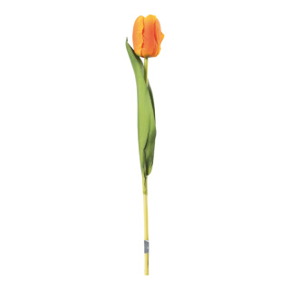 Tulipe sur tige en plastique/soie synthétique, flexible, effet touche réelle     Taille: 36cm, Fleur Ø4cm    Color: orange