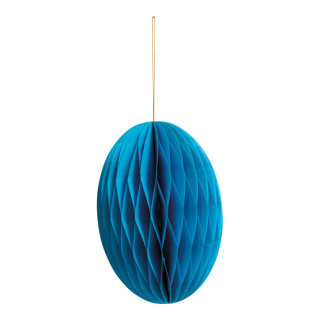 Honeycomb egg out of kraft paper, with magnetic closure & hanger     Size: Ø 20cm    Color: blue