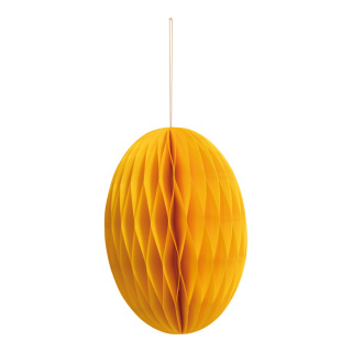 Honeycomb egg out of kraft paper, with magnetic closure & hanger     Size: Ø 20cm    Color: yellow