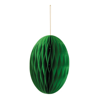 Honeycomb egg out of kraft paper, with magnetic closure & hanger     Size: Ø 20cm    Color: green