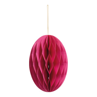 Honeycomb egg out of kraft paper, with magnetic closure & hanger     Size: Ø 20cm    Color: fuchsia