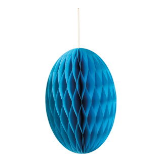 Honeycomb egg out of kraft paper, with magnetic closure & hanger     Size: Ø 30cm    Color: blue